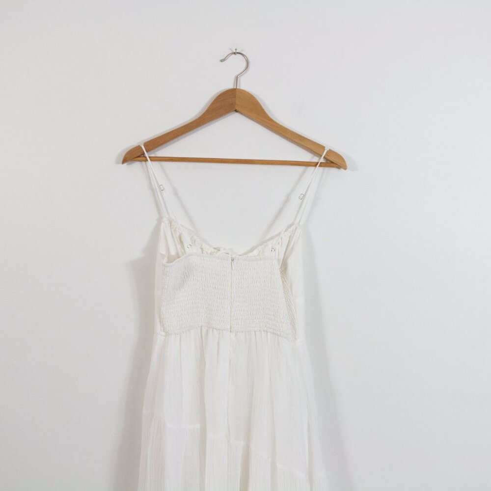 Lightweight White Spaghetti-Strap Maxi Dress with Tie Front - Picture 7 of 8
